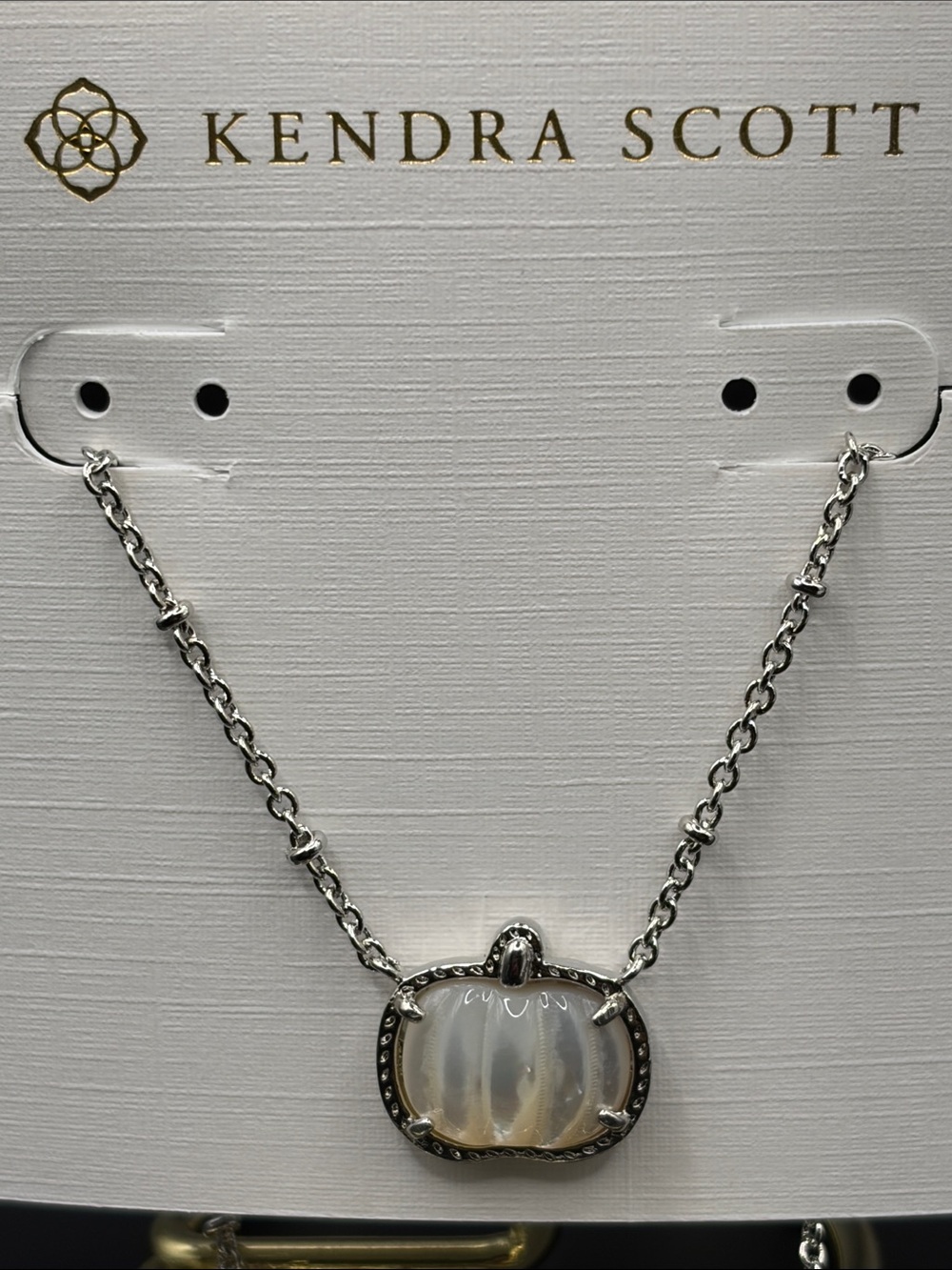 Kendra Scott Silver Ivory pumpkin Pendant Necklace (67-68)
